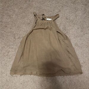 Mustard Seed Beige Halter Ribbed Tank